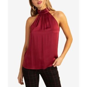 Trina Turk Pleated-neck Sleeveless Top In Syrah - XS